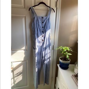 Lightweight blue striped jumpsuit